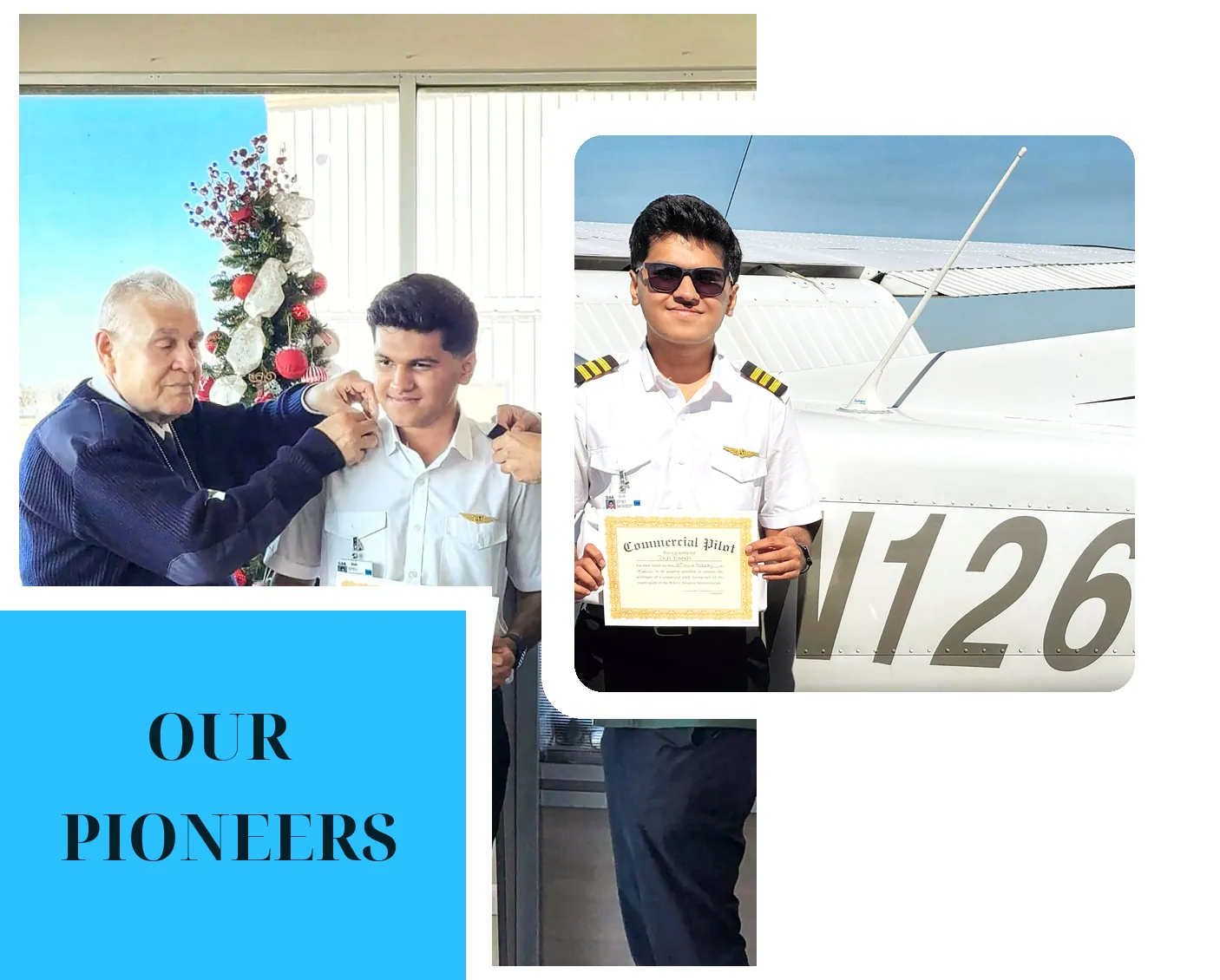 Vayudoot students and pioneers beside a training aircraft